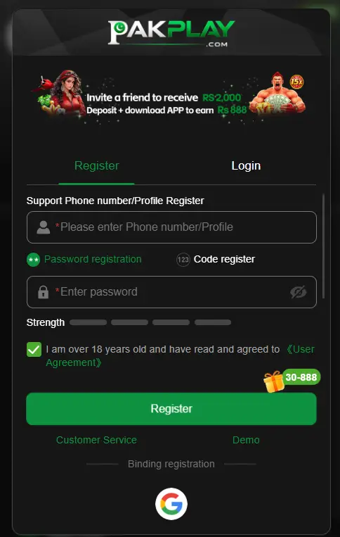 pakplay app register